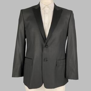 VERSACE COLLECTION Size 42 Black Polyester Blend Peak Lapel Sport Coat